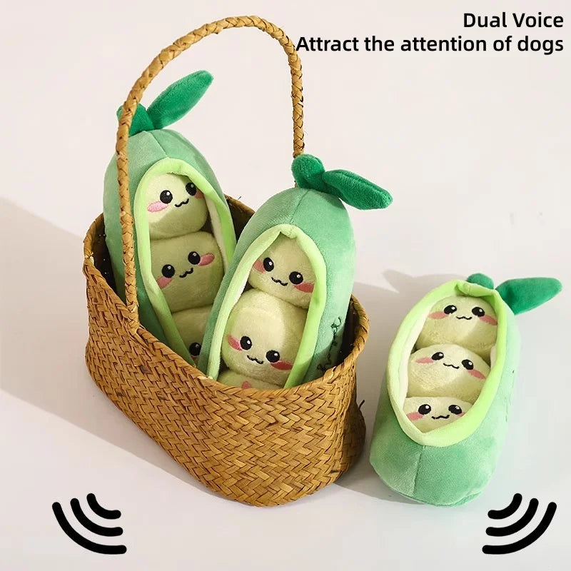 Pea Pod Plush Foraging Dog Toy