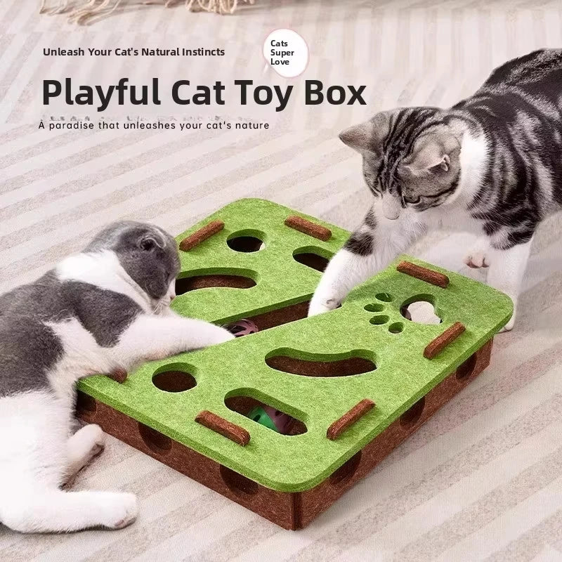 Peek & Bat Felt Cat Puzzle Box