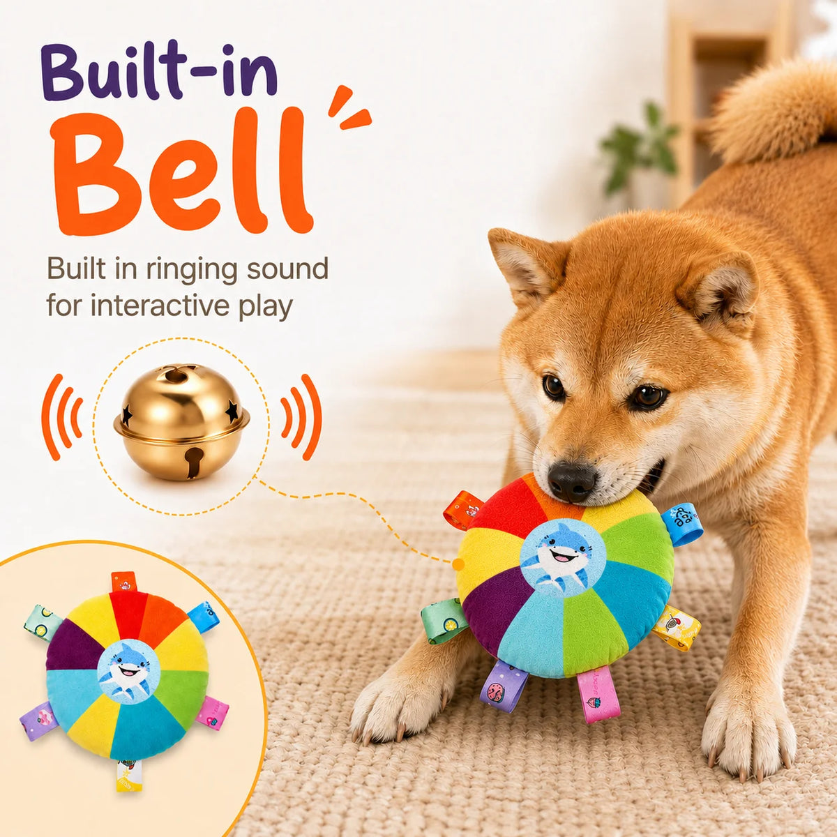 Soft Toss Bell Disc Dog Toy